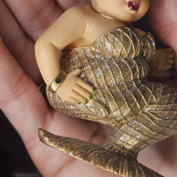 December Diamonds Mermaid Margarita Gold 2003 Ornament Chipped Cup No Box - Picture 9 of 11